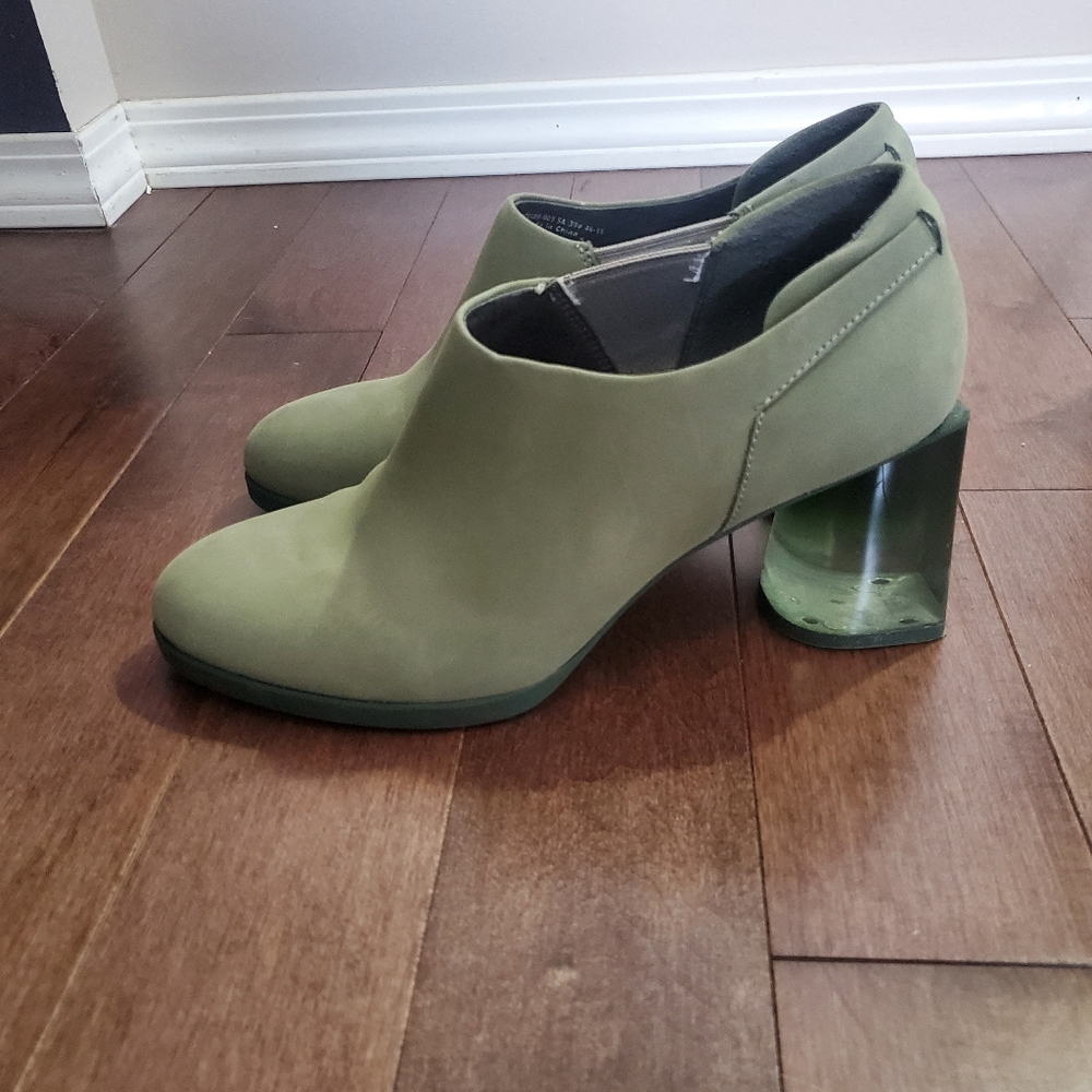 Green Camper Ankle Boots with Translucent Heel